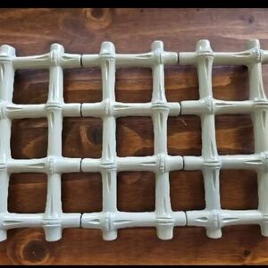 Vintage Tan Expandable Hot Plate Pot Rest Trivet Bamboo